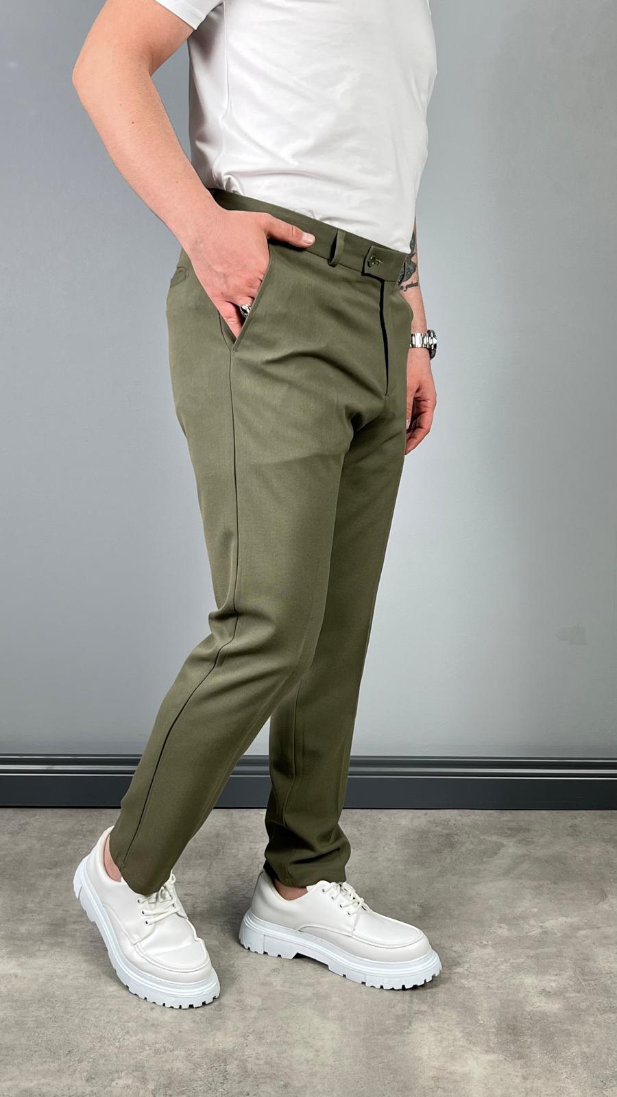 DİLLİ BOYFRIEND KLASİK KUMAŞ PANTOLON HAKİ
