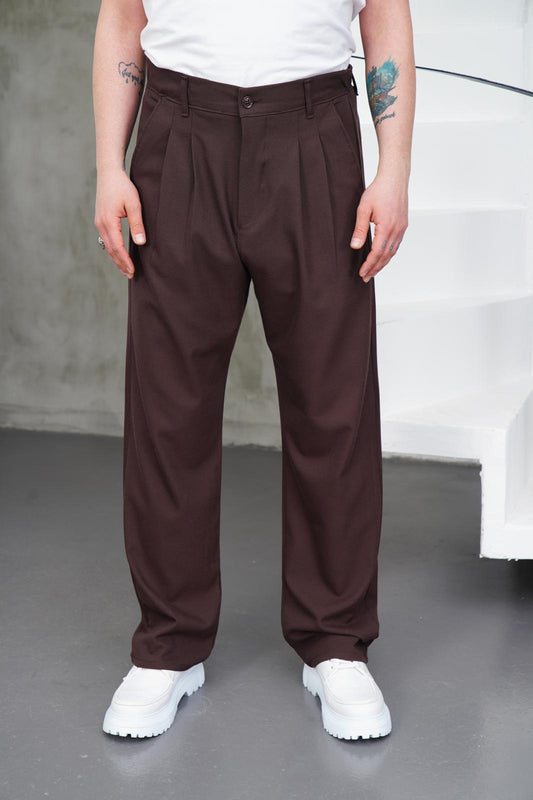 SİYES PİLELİ BAGGY PANTOLON ACI KAHVE