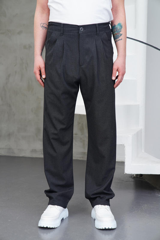 SİYES PİLELİ BAGGY PANTOLON ANTRASİT