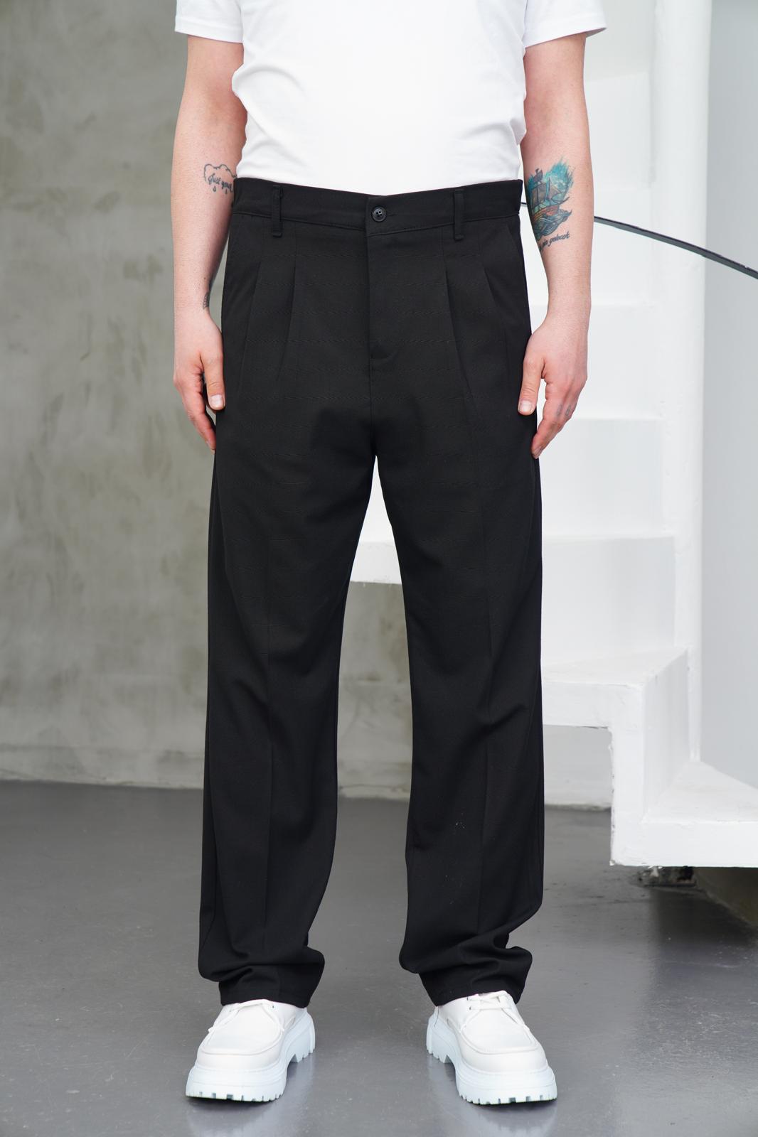 SİYES PİLELİ BAGGY PANTOLON SİYAH