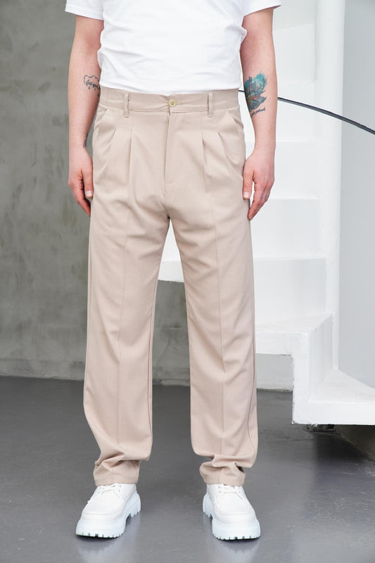 SİYES PİLELİ BAGGY PANTOLON KREM