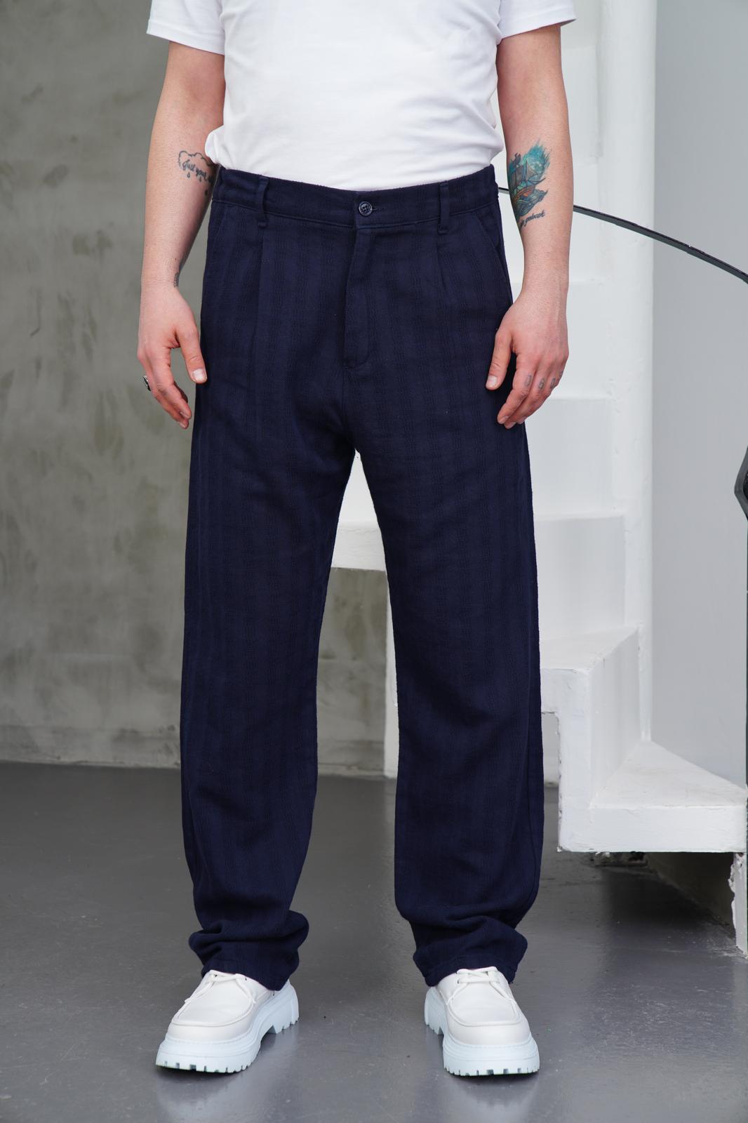 SİYES ÖRGÜ KETEN BAGGY PANTOLON LACİVERT